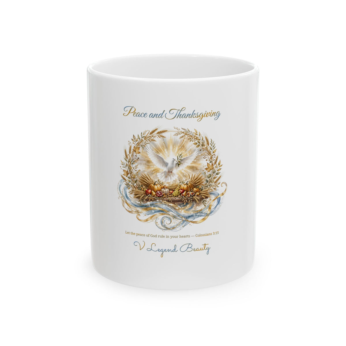 Thanksgiving Coffee Mug | Peace and Thanksgiving Christian Gift Mug | V Legend Beauty
