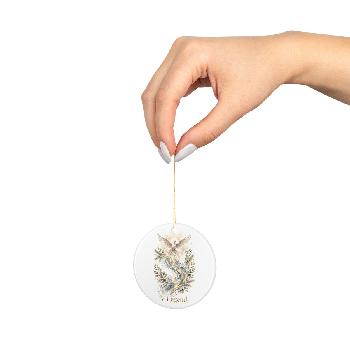 V Legend Beauty White Christmas Christian Ornament