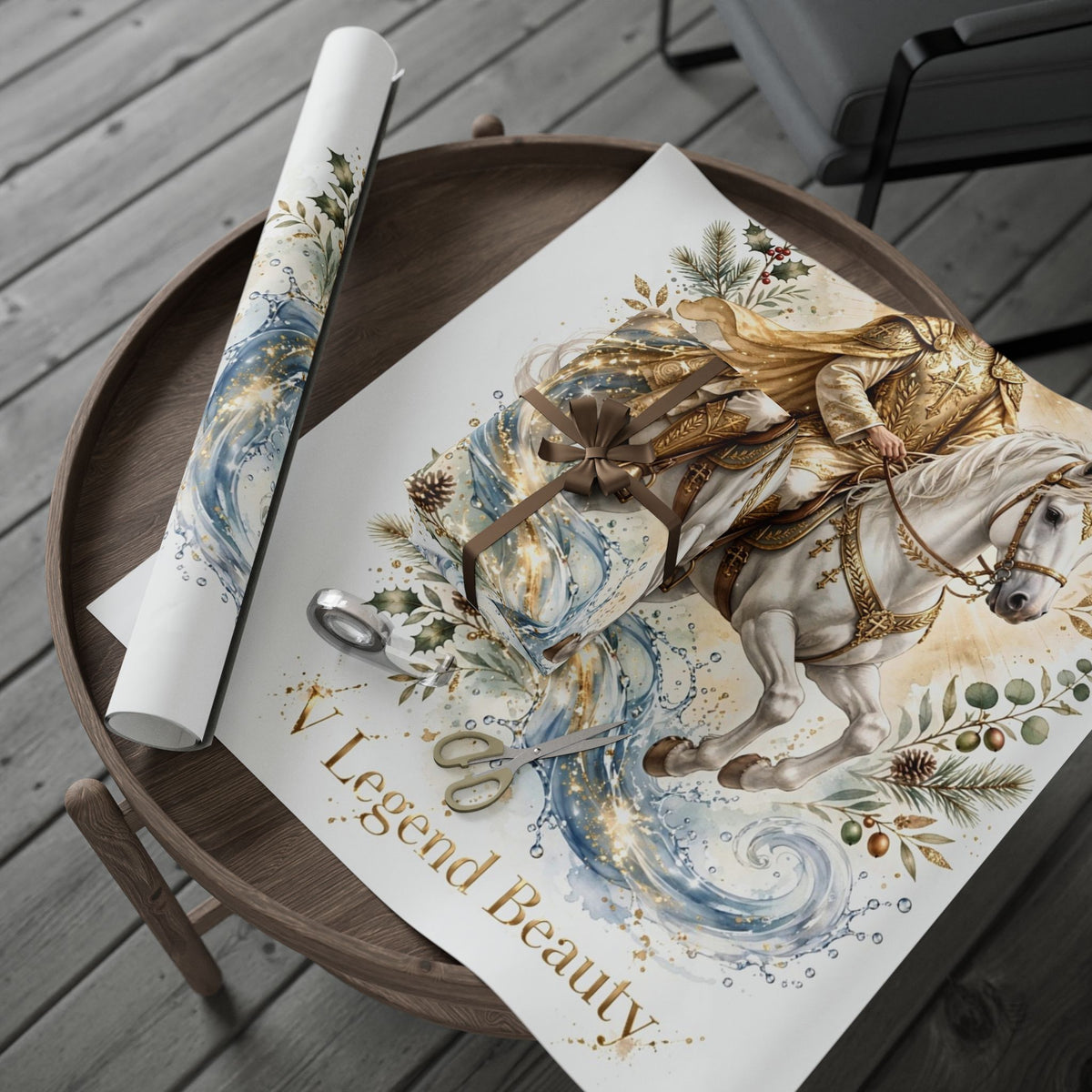 V Legend Beauty Jesus White Horse Super Roll Luxury Wrapping Paper