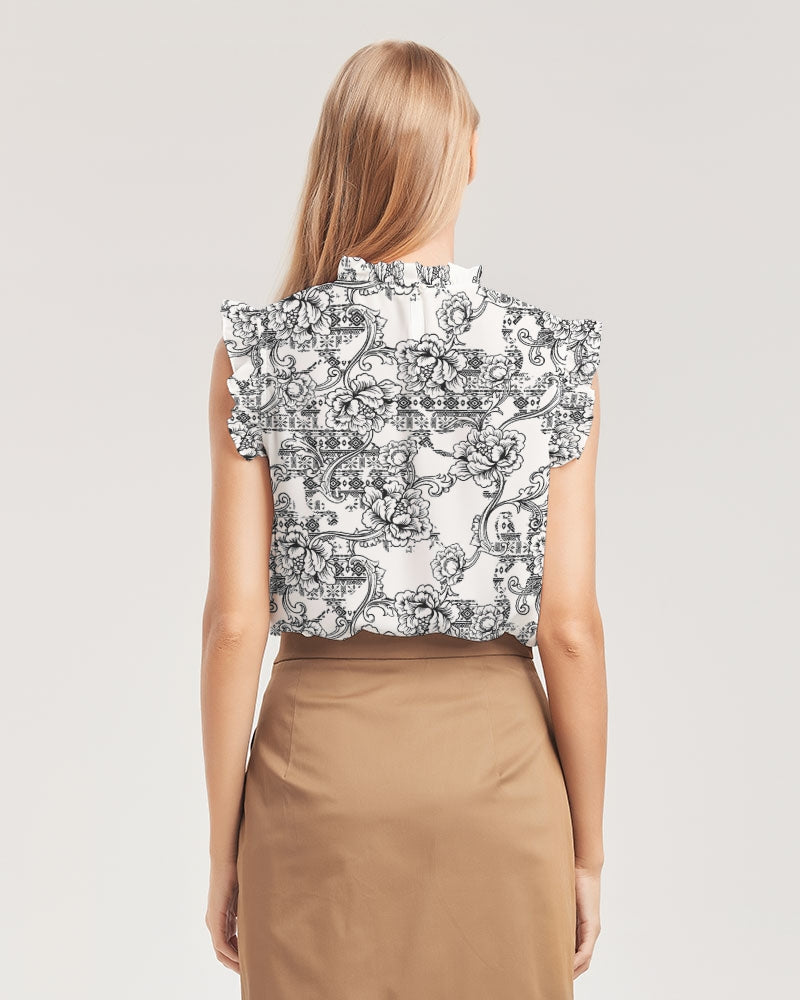 V Legend Make it Happen Women's All-Over Print Ruffle Sleeve Top
