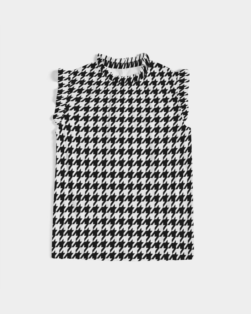 V Legend NYC Stylist Women's All-Over Print Ruffle Sleeve Top