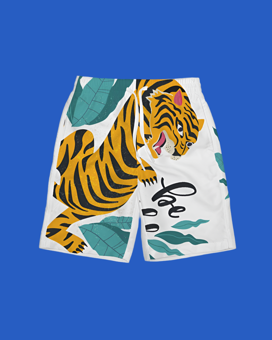 V Legend Tiger Images Boys All-Over Print Swim Trunk