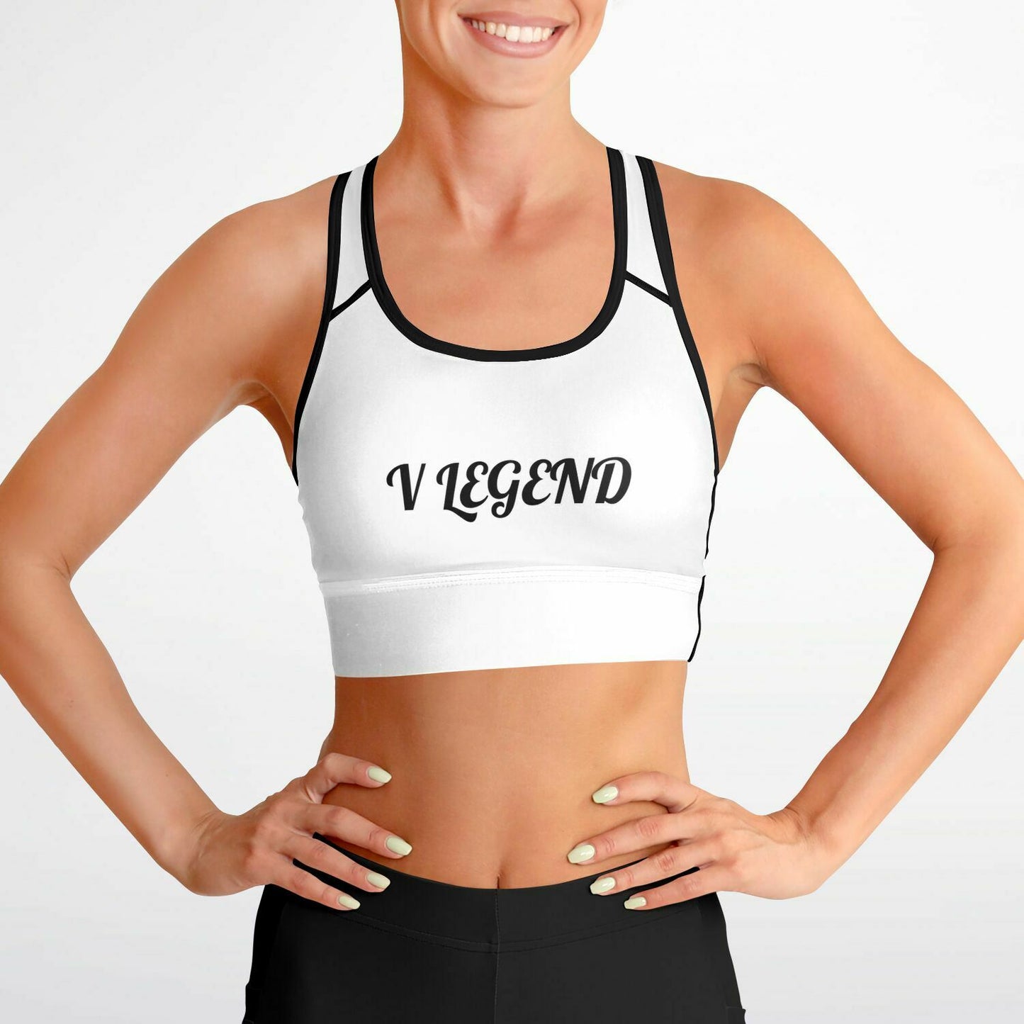V Legend Women Mesh Padded Sports Bra - Black And White Style