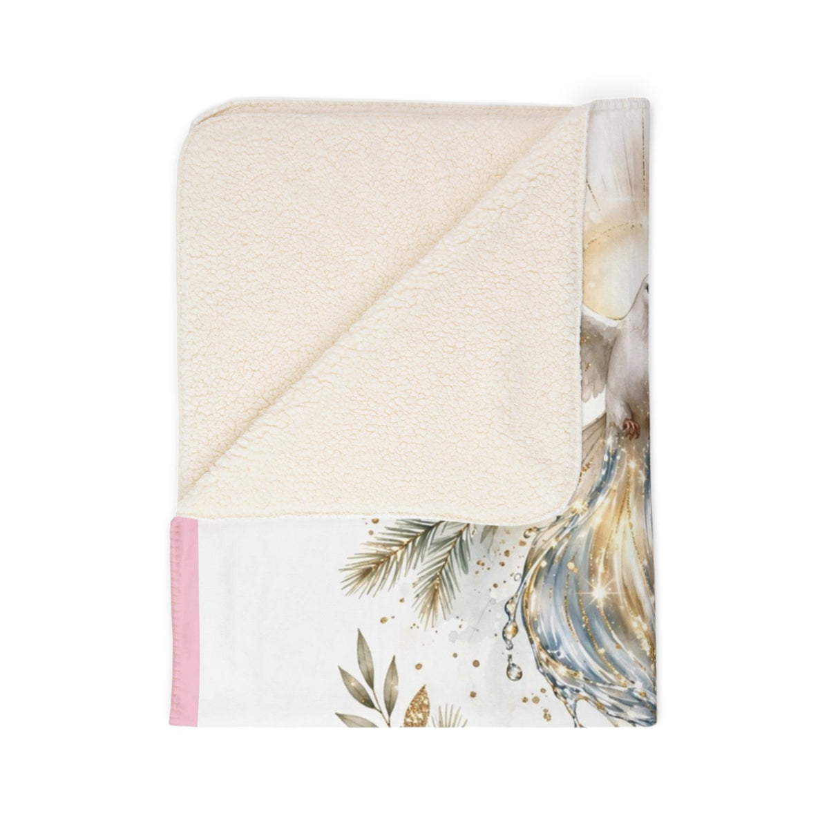 V Legend Beauty White Christmas Christian Blanket – Christmas Dove Pink Cozy Sherpa Throw