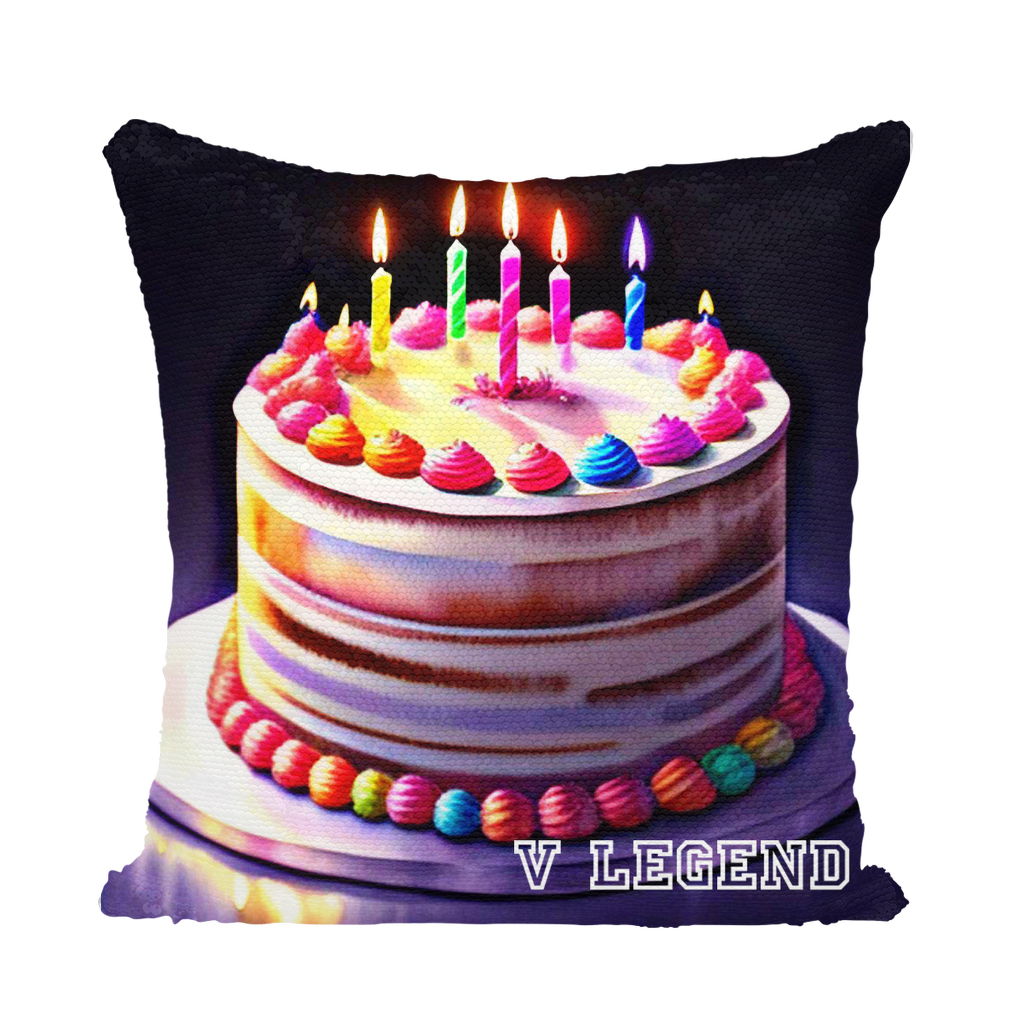 V Legend Happy Birthday Sequin Cushion Cover 🎉