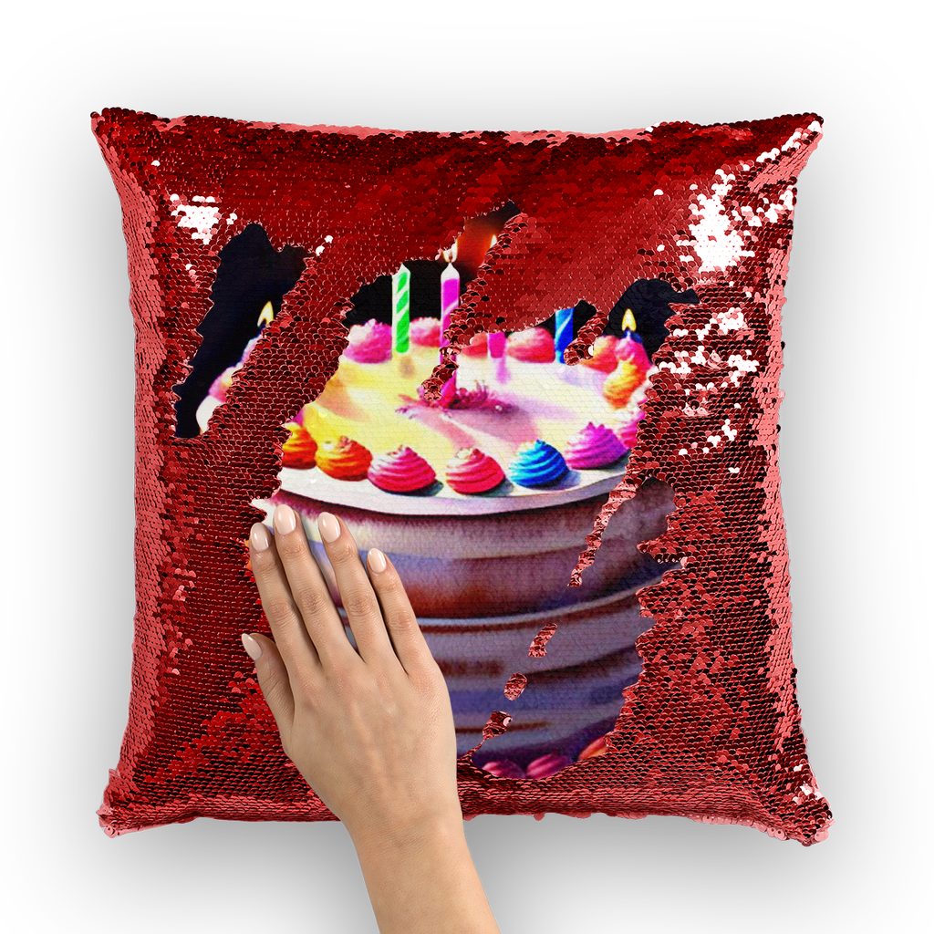 V Legend Happy Birthday Sequin Cushion Cover 🎉