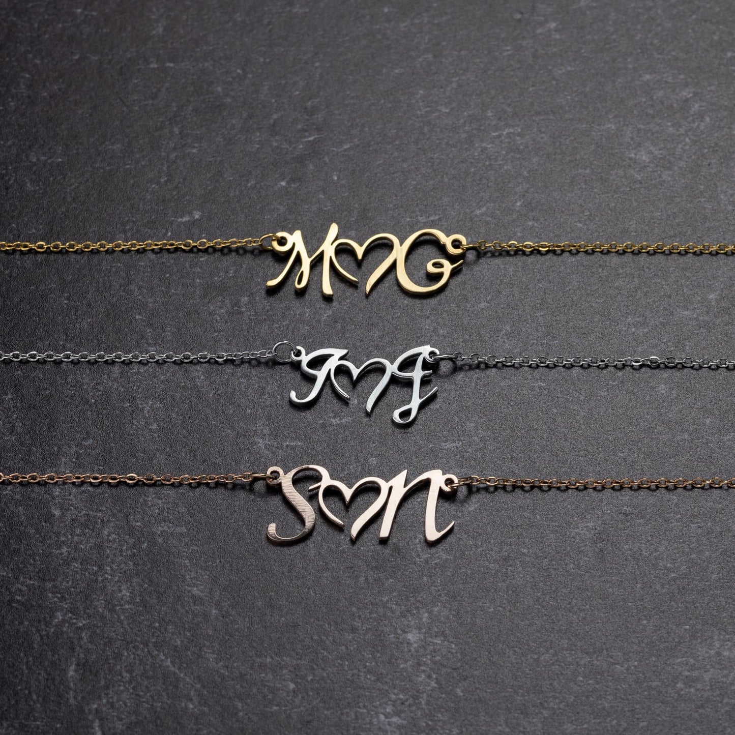 Birthday Gift Personalised Double Initial Heart Necklace