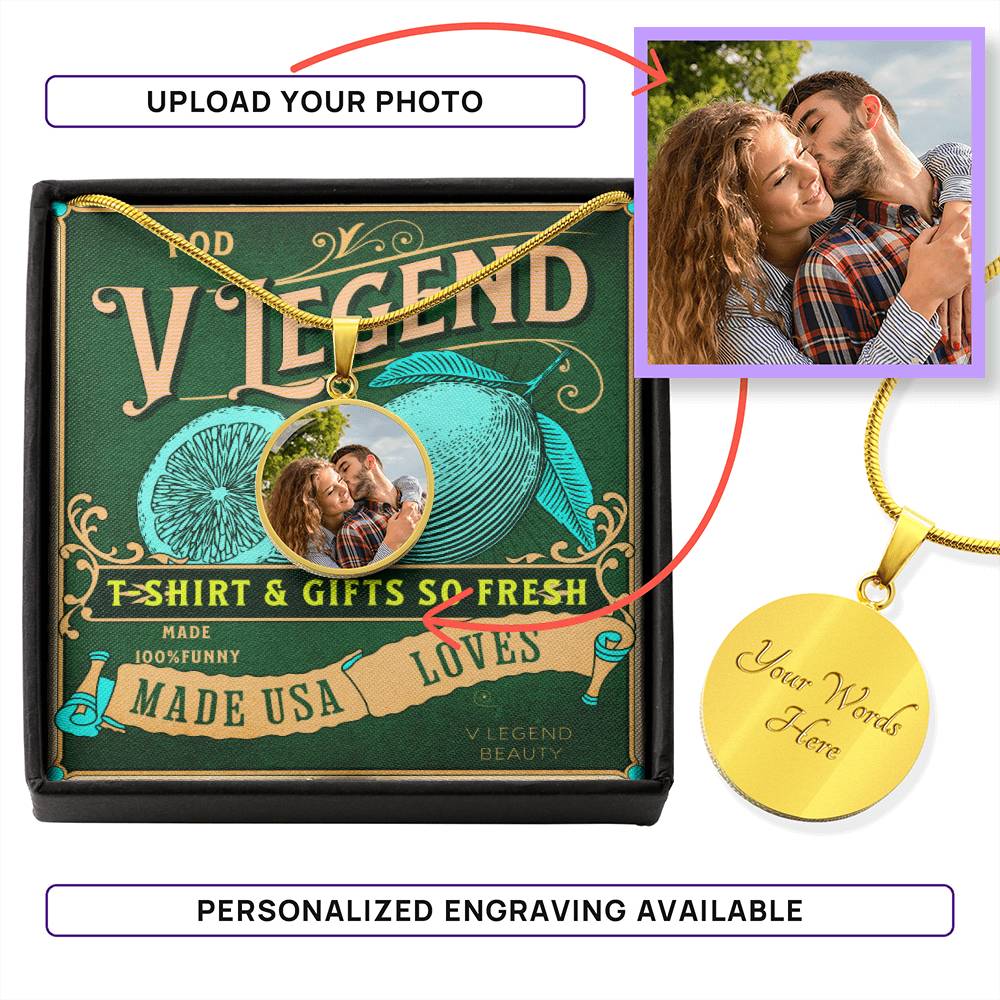 Personalised Photo Engraved Necklace with 18k Yellow Gold Finish 🌟