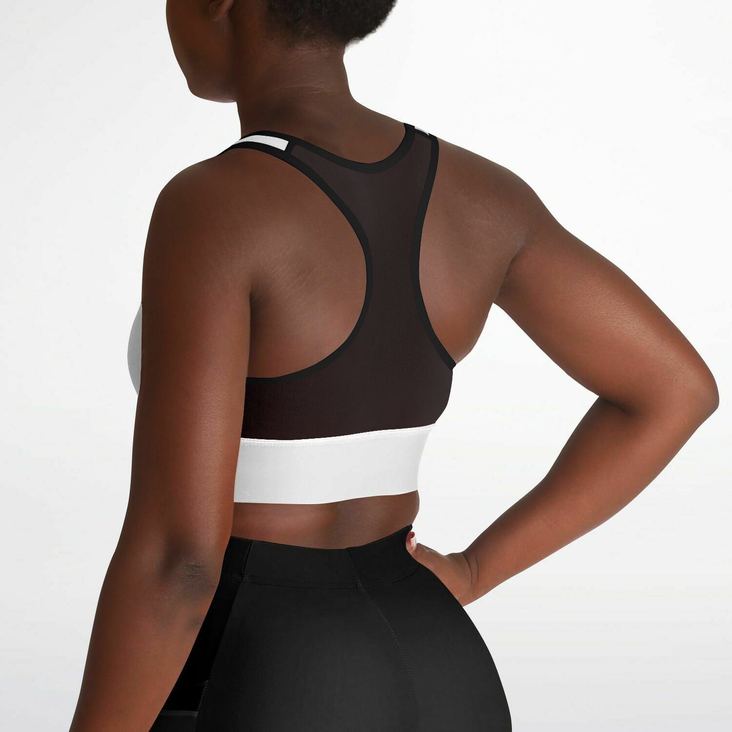 V Legend Women Mesh Padded Sports Bra - Black And White Style