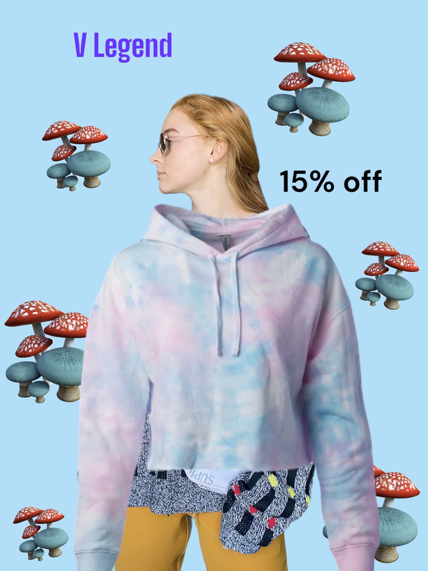 V Legend Beauty Women Candy Tie Dye Crop Top Hoodies