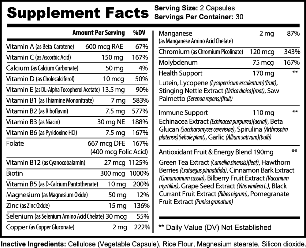 V Legend Daily Multivitamin -Men & Women (Adult Only)+ FDA/GMP CERTIFICATE
