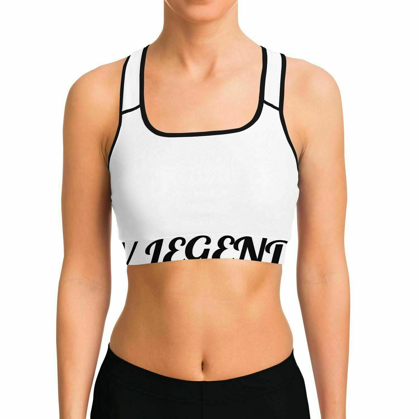 V Legend Women Black And White Sports Bra