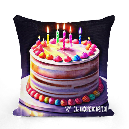V Legend Happy Birthday Sequin Cushion Cover 🎉