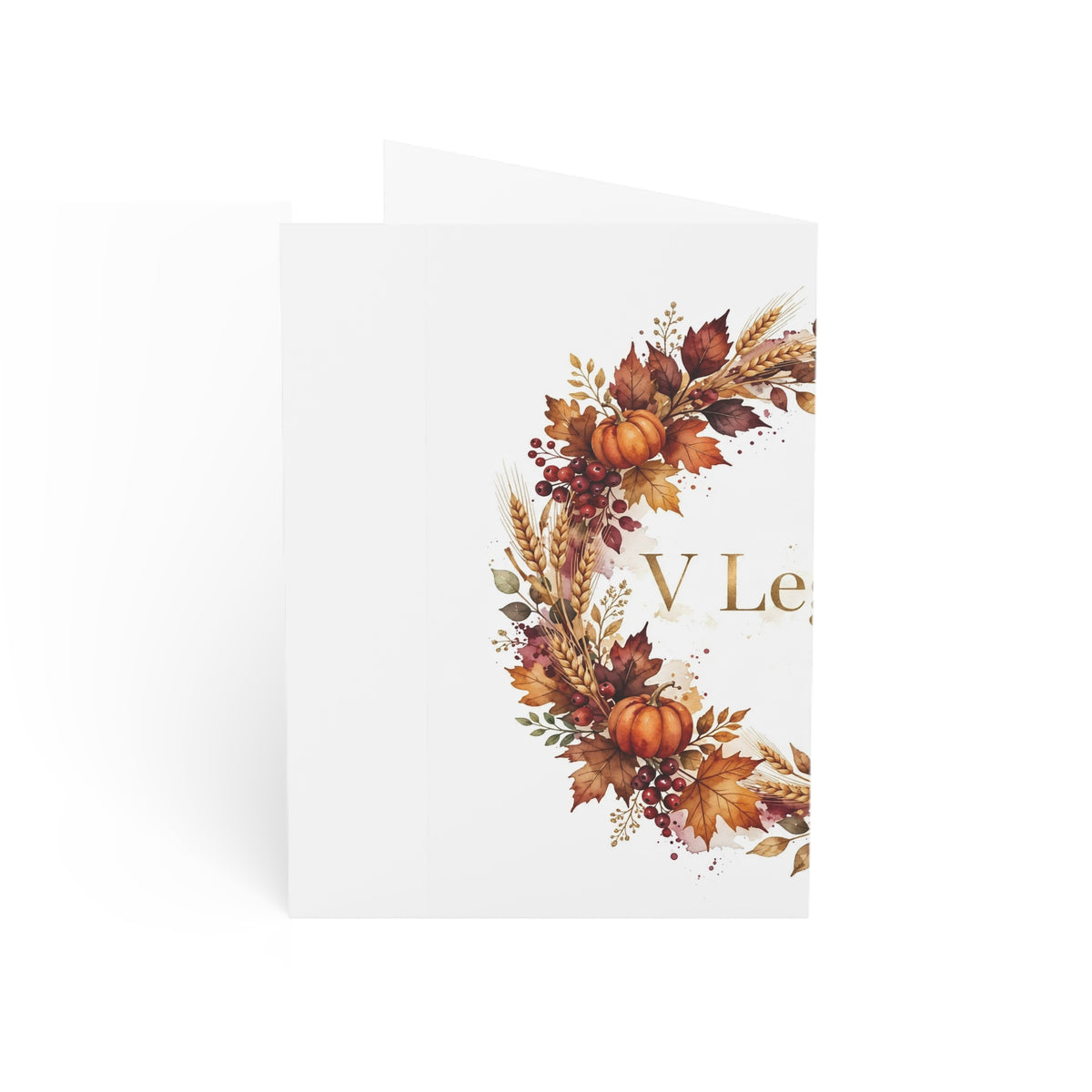 V Legend Beauty Thanksgiving Harvest Wreath Greeting Card