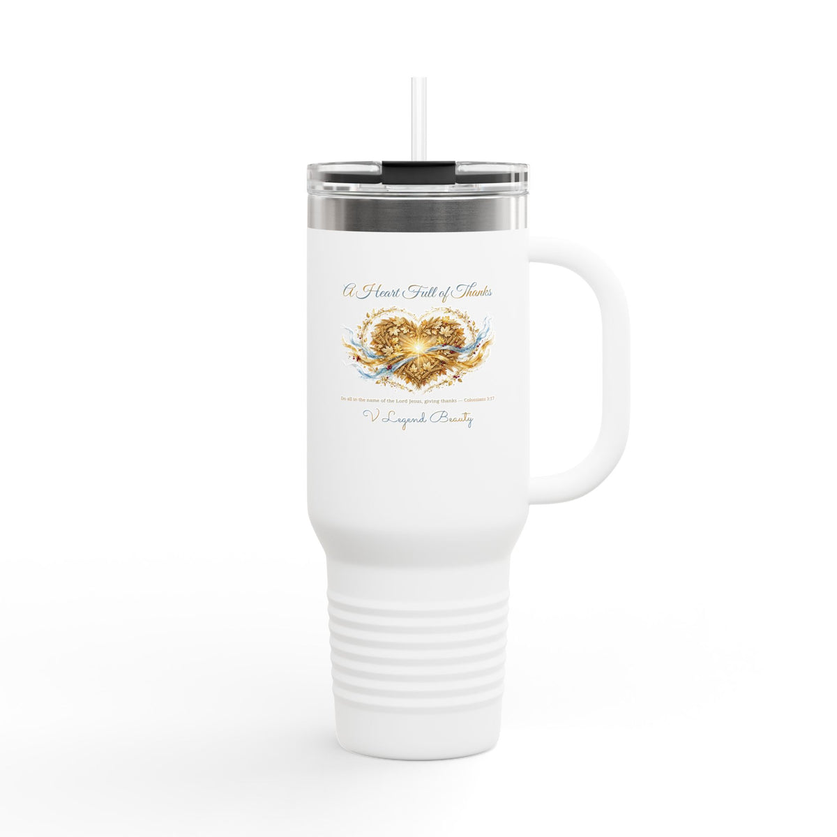 Thanksgiving 40oz Tumbler | A Heart Full of Thanks Christian Travel Tumbler | V Legend Beauty