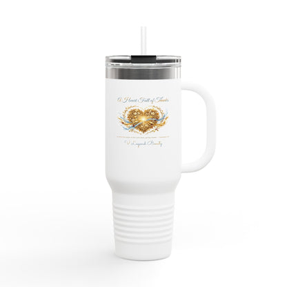 Thanksgiving 40oz Tumbler | A Heart Full of Thanks Christian Travel Tumbler | V Legend Beauty