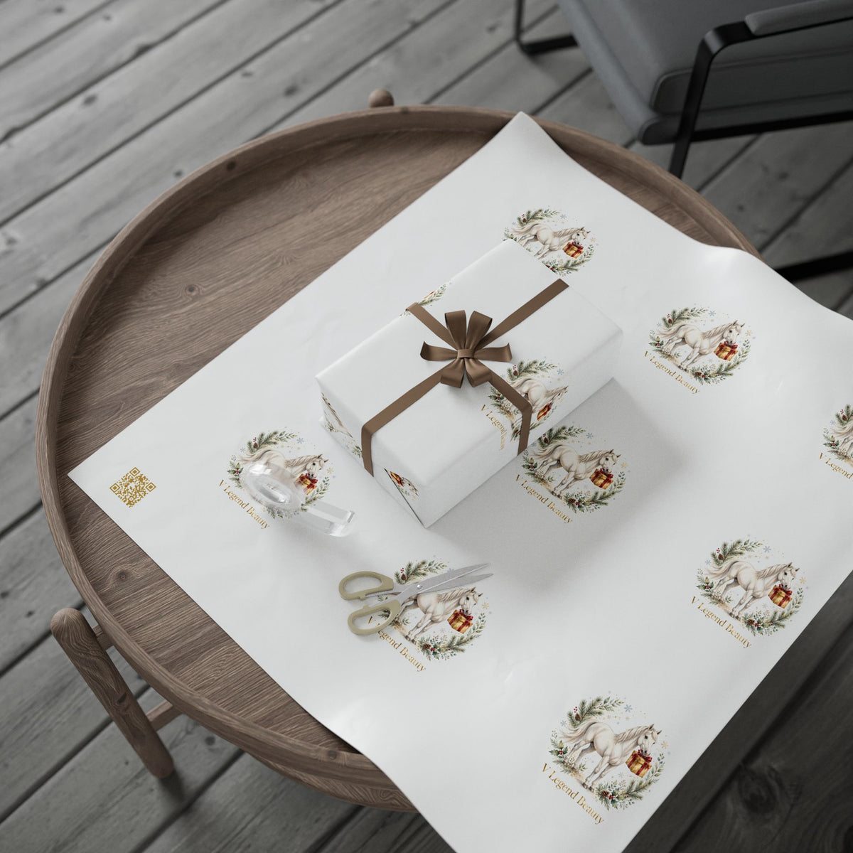 V Legend Beauty White Horse Gift Luxury Wrapping Paper