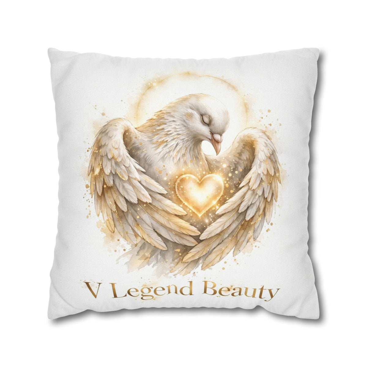 V Legend Beauty White Christian Faith Throw Pillow – Dove Heart Home Decor – Large 28"