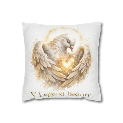 V Legend Beauty White Christian Faith Throw Pillow – Dove Heart Home Decor – Small 14"