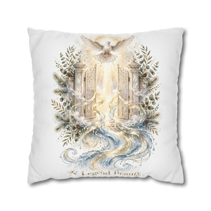 V Legend Beauty White Christian Faith Throw Pillow – Heavenly Gates Water Home Decor – Large 28"