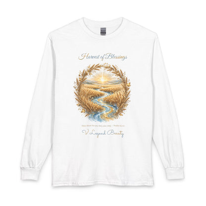 Thanksgiving Long Sleeve Shirt for Women | Harvest of Blessings Christian Gift | V Legend Beauty