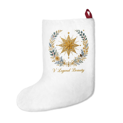 V Legend Beauty Embroidered Bethlehem Star Christmas Stocking – White