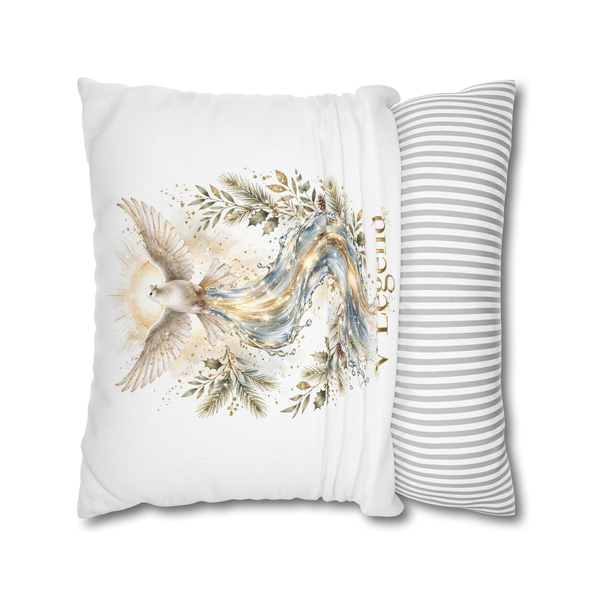 V Legend Beauty White Christian Faith Throw Pillow – Holy Dove Home Decor – Large 28"