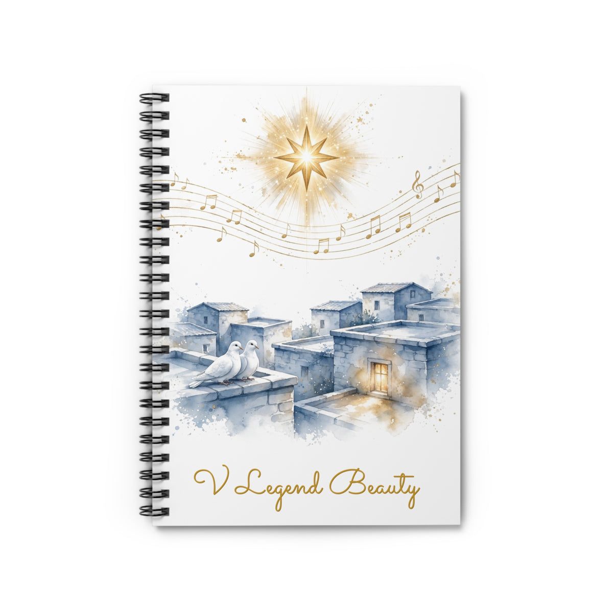 Christmas Carol Spiral Notebook | O Little Town of Bethlehem Christian Journal | V Legend Beauty
