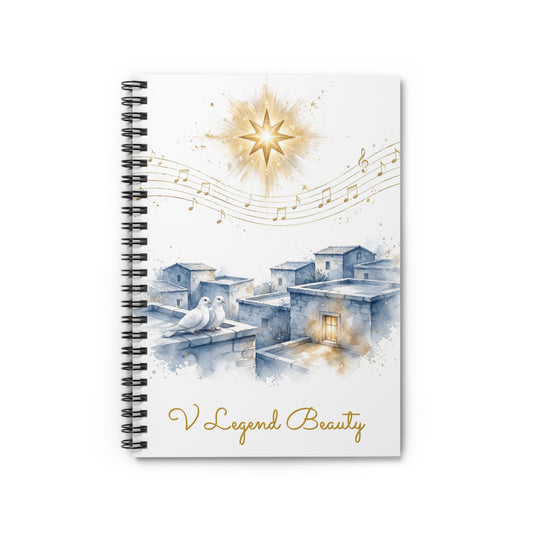 Christmas Carol Spiral Notebook | O Little Town of Bethlehem Christian Journal | V Legend Beauty