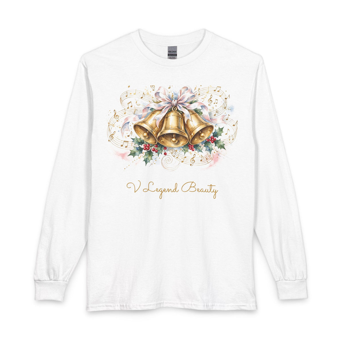 Christian Christmas Long Sleeve Shirt | Jingle Bells White Graphic Tee | V Legend Beauty