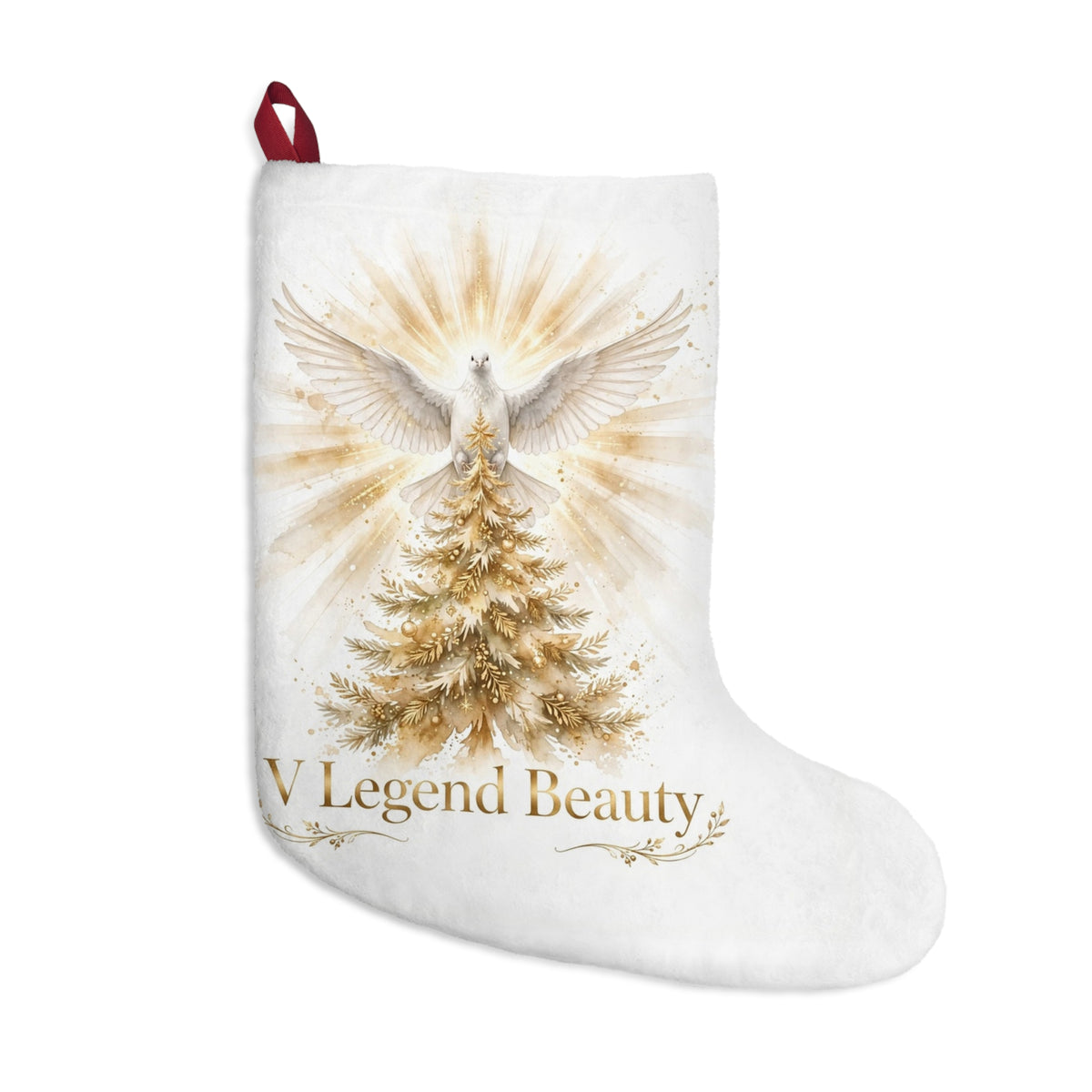V Legend Beauty White Christmas Christian Stocking