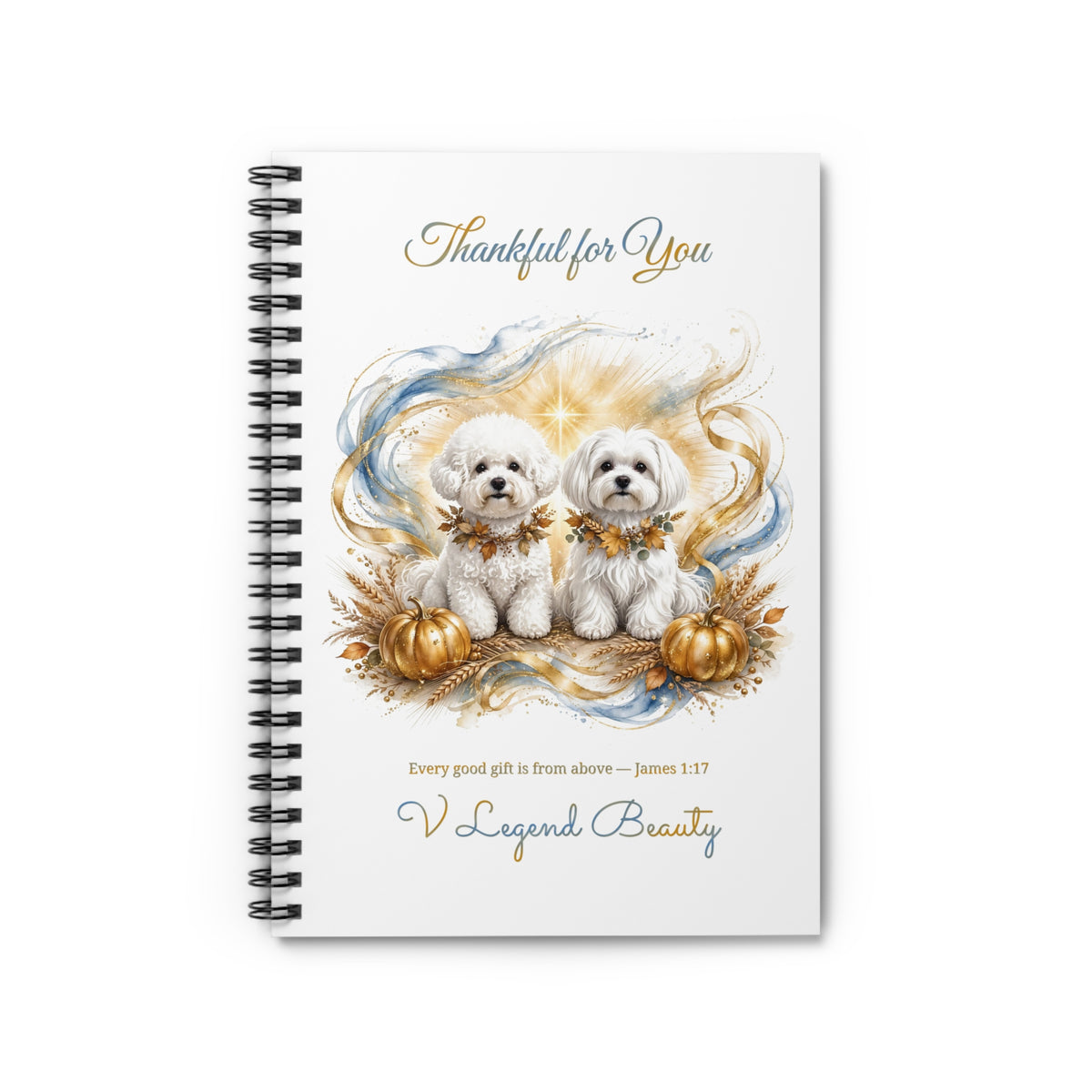 Thanksgiving Spiral Notebook | Thankful for You Christian Journal | V Legend Beauty