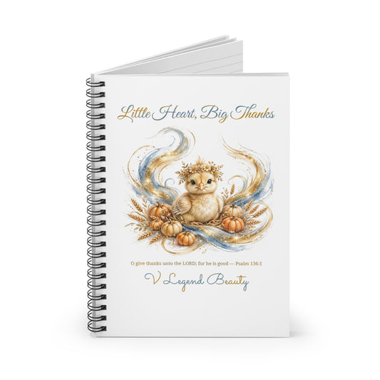Thanksgiving Spiral Notebook | Little Heart, Big Thanks Christian Journal | V Legend Beauty