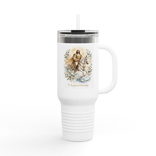 V Legend Beauty Golden Armor Jesus Tumbler – White 40oz