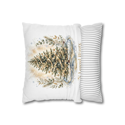 V Legend Beauty White Christian Faith Throw Pillow – Christmas Tree Water Home Decor – Small 14"