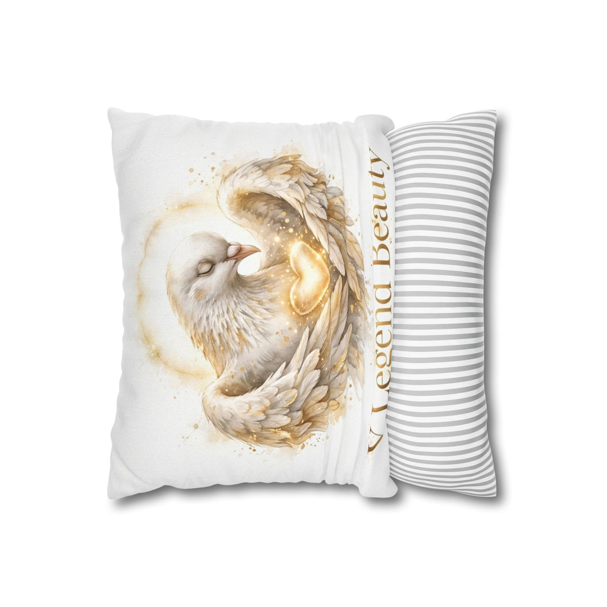 V Legend Beauty White Christian Faith Throw Pillow – Dove Heart Home Decor – Small 14"