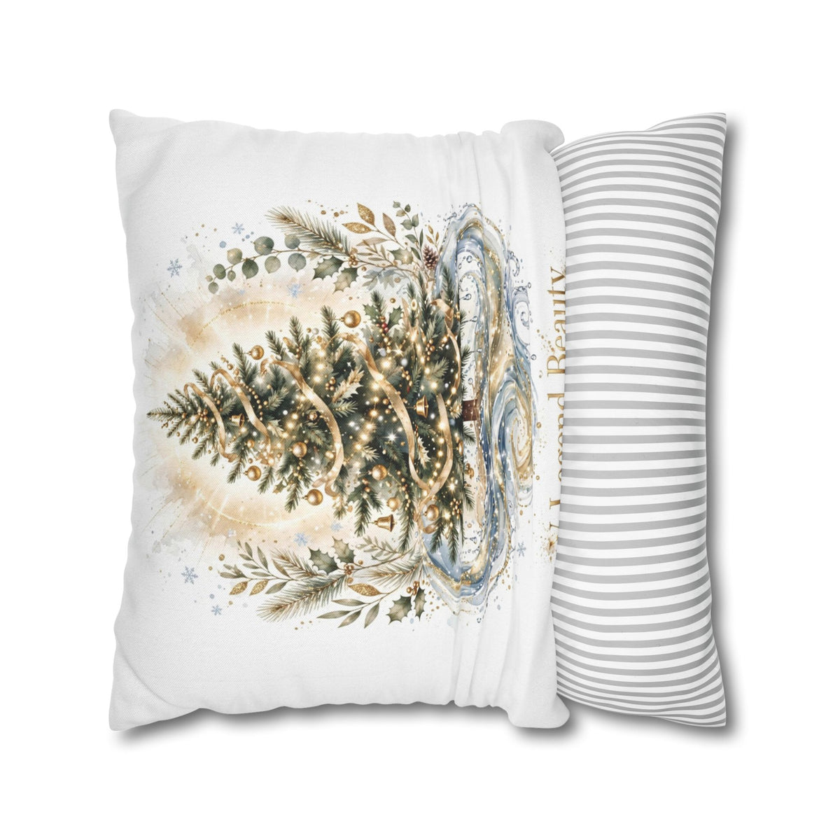 V Legend Beauty White Christian Faith Throw Pillow – Christmas Tree Water Home Decor – Large 28"
