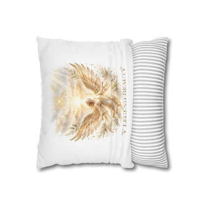 V Legend Beauty White Christian Faith Throw Pillow – Golden Angel Home Decor – Small 14"