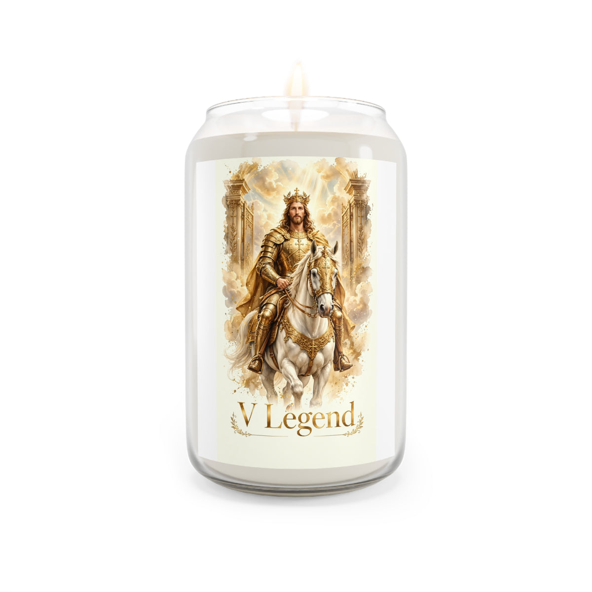 Golden Armor Jesus Christian Prayer Candle | Religious Scented Candle for Devotion & Gifts | V Legend Beauty