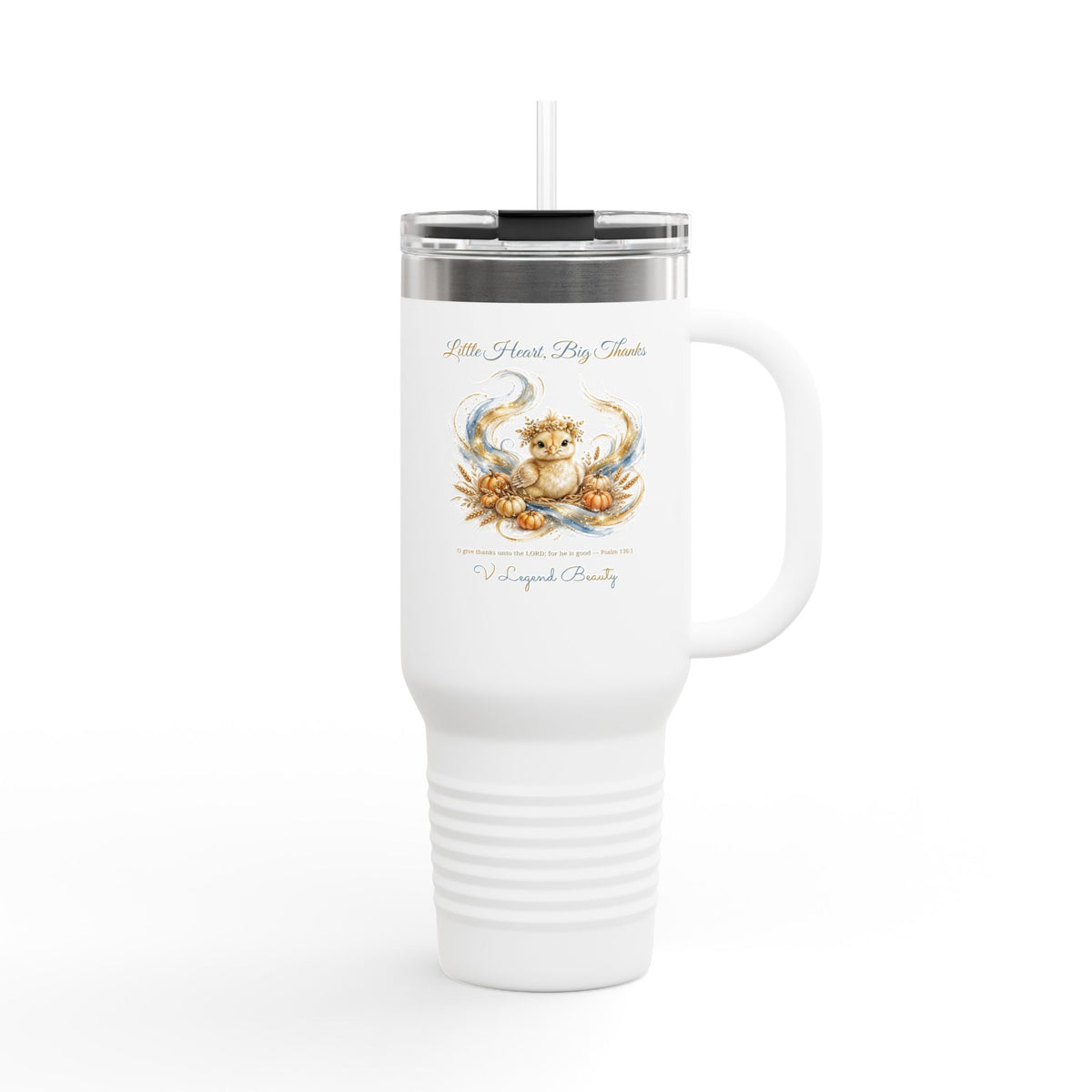 Thanksgiving 40oz Tumbler | Little Heart, Big Thanks Christian Travel Tumbler | V Legend Beauty