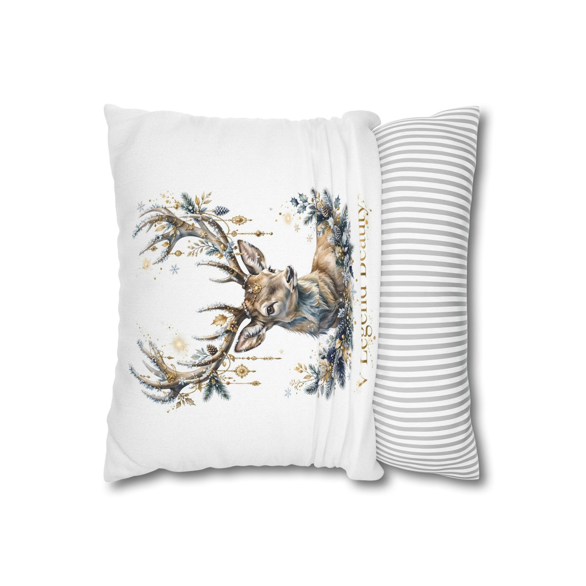 V Legend Beauty White Christian Faith Throw Pillow – Christmas Deer Home Decor – Small 14"