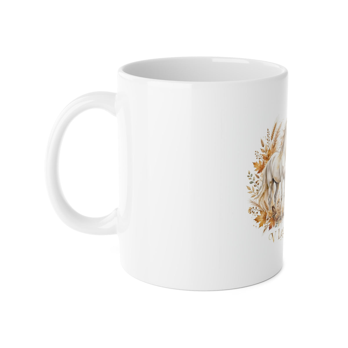 V Legend Beauty Thanksgiving White Horse Turkey Mug