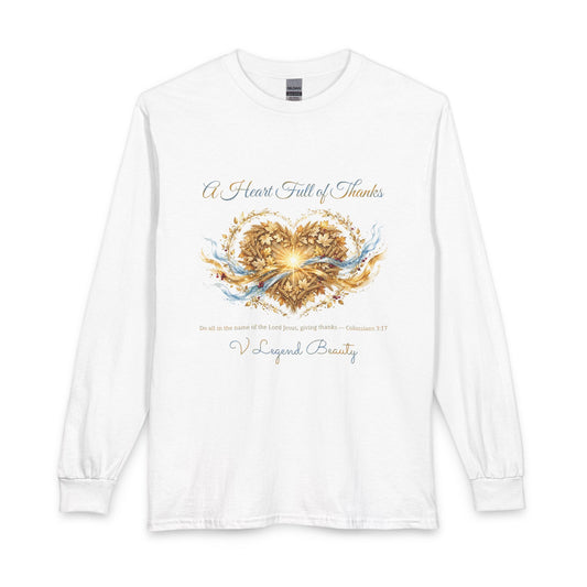 A Heart Full of Thanks Men's Long Sleeve | Thanksgiving Christian Gift | V Legend Beauty