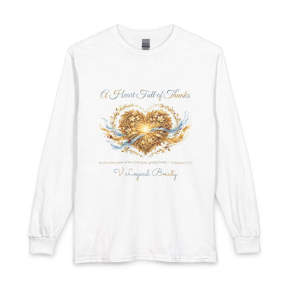 A Heart Full of Thanks Women's Long Sleeve | Thanksgiving Christian Gift | V Legend Beauty