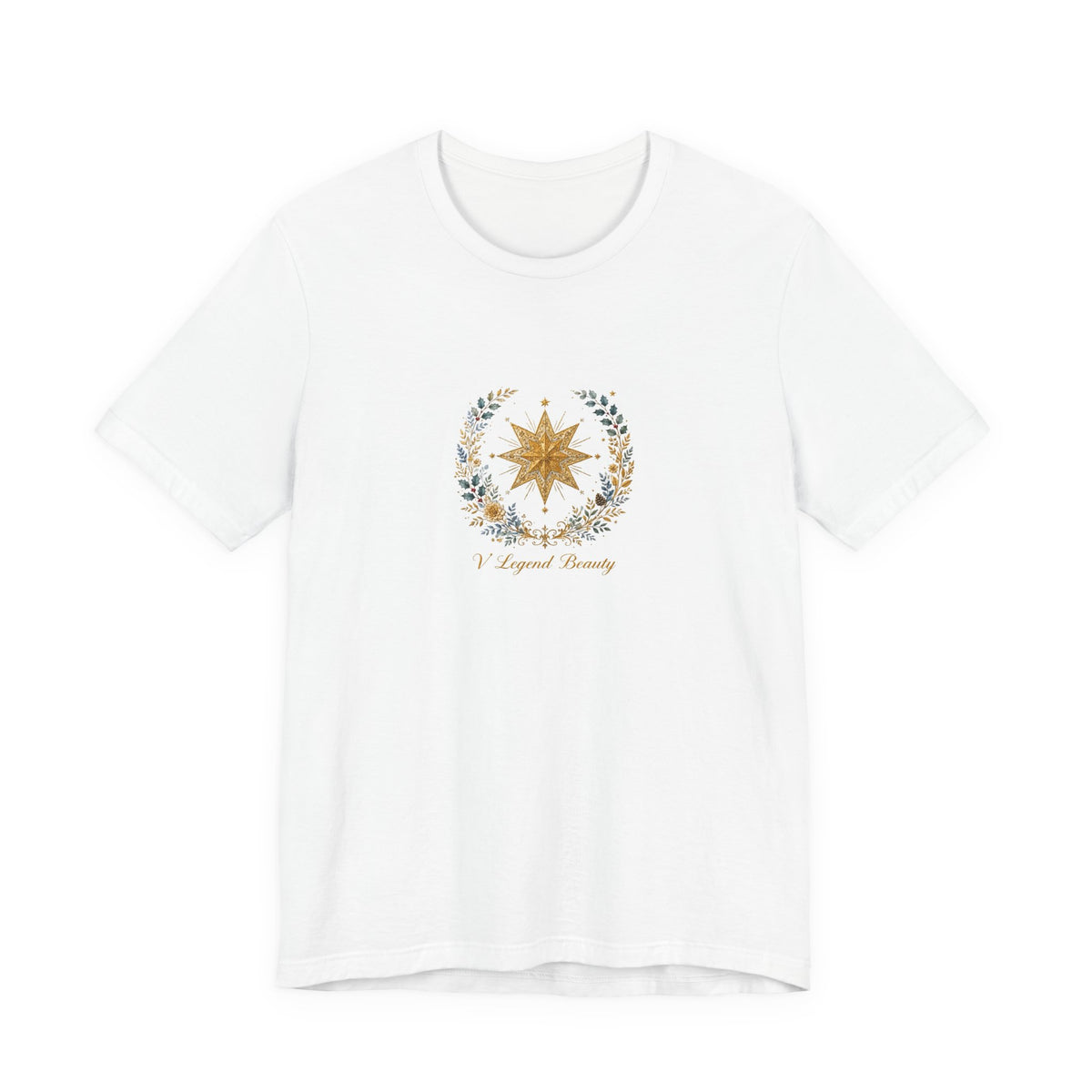 V Legend Beauty Embroidered Bethlehem Star T-Shirt – White