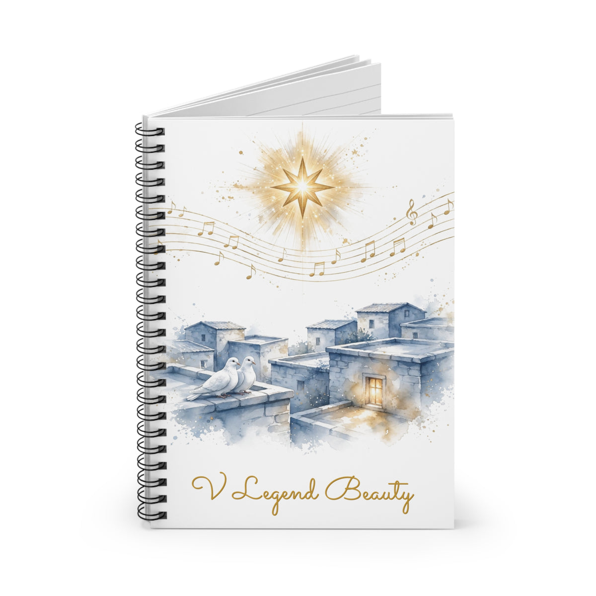 Christmas Carol Spiral Notebook | O Little Town of Bethlehem Christian Journal | V Legend Beauty