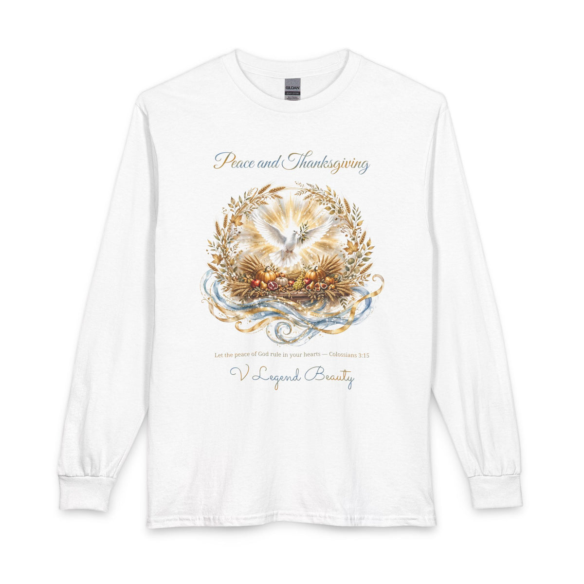 Thanksgiving Long Sleeve Shirt for Women | Peace and Thanksgiving Christian Gift | V Legend Beauty