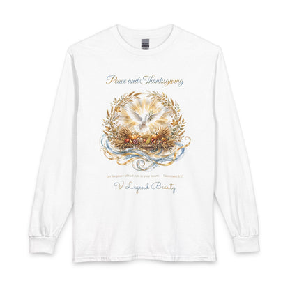 Thanksgiving Long Sleeve Shirt for Men | Peace and Thanksgiving Christian Gift | V Legend Beauty