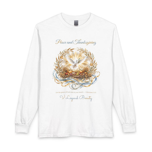 Thanksgiving Long Sleeve Shirt for Men | Peace and Thanksgiving Christian Gift | V Legend Beauty