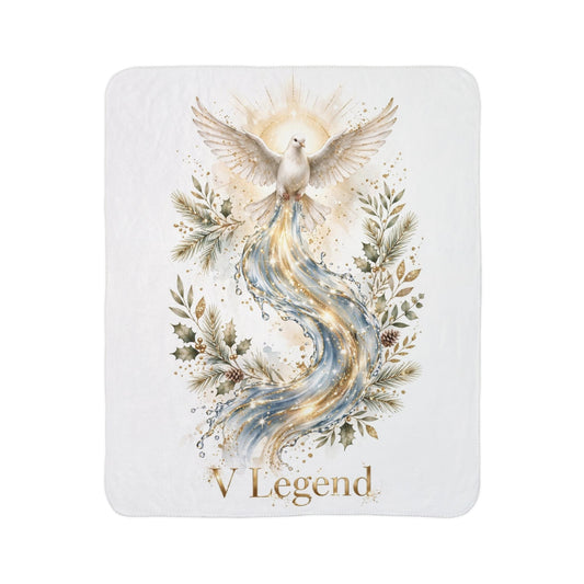 V Legend Beauty White Christmas Christian Blanket – Christmas Dove Cozy Sherpa Throw